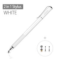 Mixoo Stylus Pens for Touch Screens - Disc & Fiber Tip 2 in 1 High Sensitivity Universal Stylus for iPad, iPhone, Tablets and Other Capacitive Touch Screens (White)