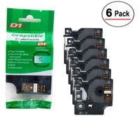 6/Pack LM Tapes - Premium LM-45024 1/2" Gold on Black Compatible Label Maker Tape, Replaces Dymo 45024 D1 Label Tape 12mm
