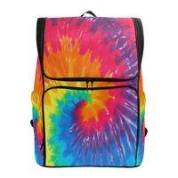 Naanle Chic Colors Whirlpool Tie-Dyed Pattern Casual Daypack College Students Multipurpose Backpack Large Travel Hiking Bag Computer Bag for Boys Girls