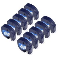 Replace DYMO LetraTag Plastic Label Tape Refills 91331 S0721660 Black on White 12mm x 4m (1/2 Inch x 13 Feet) 10 Pack