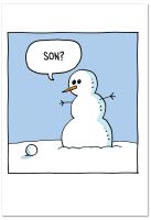 Snowman Son - Funny Christmas Note Card with Envelope (4.63 x 6.75 Inch) - Cartoon Snowmen, Humorous Merry Christmas Card for Kids, Boys - Hilarious Xmas Notecard Stationery Set C2556XSG