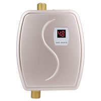 Qioni Instant Water Heater, 110V 3000W Mini Electric Tankless Water Heater Instant Hot Water Heater US with LCD Display, Electricity Saving/Water Saving/No Pollution/No Exhaust Gas(Golden)