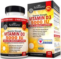 Vitamin D3 5,000 IU for Immune Support, Healthy Mood, & Bone Strength - Gluten Free & Non-GMO Vitamin D Supplement with Olive Oil for Highest Absorption - Made in USA - 360 Softgels