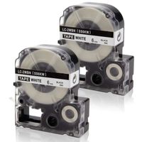 Absonic LK-2WBN LC-2WBN LC 2WBN9 SS6KW LabelWorks LK Label Tape Cartridge Compatible for Epson LW-300 LW-400 LW-500 LW-600P LW-700 LW-900P Label Maker, Black on White, 1/4" x 26', 6mm x 8m, 2-Pack
