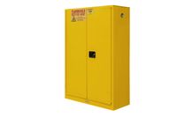 Durham FM Approved 1045M-50 Welded 16 Gauge Steel Flammable Safety Manual Door Cabinet, 2 Shelves, 45 gallons Capacity, 18" Length x 43" Width x 65" Height, Yellow Powder Coat Finish