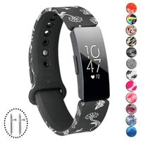 honecumi Bands Compatible with Fitbit Inspire/Inspire HR Sports Watch Band Strap Wristband Bracelet Replacement Accessory with Pins for Men Women Blue Flower/Blue Spacey/Paw Pattern Small Bands
