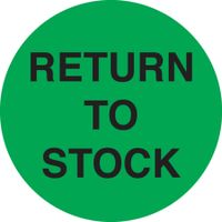 Adhesive Label Preprinted Round Return to Stock Inventory Control Label, 2-Inch in Diameter, Green and Black, Roll of 500, 67780F