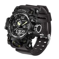 Men's Military Watch, Dual-Display Waterproof Sports Digital Watch Big Wrist for Men with Alarm (Black)