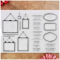 Kwan Crafts Message Board Frame Word happy birthday Thank you Congratulations Wedding day Clear Stamps for Card Making Decoration and DIY Scrapbooking