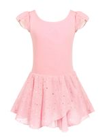 Arshiner Girls Ruffle Sleeve Ballet Dance Dress Tutu Skirted Leotard, 8-9 Years, Ballet Pink