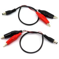 E-outstanding 2 PCS 5.5x2.1mm DC Power Plug Male Connector to Dual Alligator Clip Cable 30cm