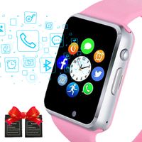 Janker Smart Watch, Bluetooth Smartwatch Android iOS Phone Compatible Unlocked Watch Phone with SIM Card Slot Camera Pedometer Touch Screen Music Player Wrist Watch for Men Women Kids (Girl Pink)