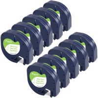 10-Pack Equivalent Dymo Letratag White Paper Refills 91330 S0721510 1/2'' W x 13' L Letratag White Paper Tapes Compatible with Dymo LetraTag Plus LT100H LT100T QX50