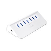 AUKEY [Upgraded] USB Hub 3.0, Aluminum 7 Port USB 3.0 Data Hub with 12V/2.5A Power Adapter, 3.3ft USB Cable for MacBook Air, Mac Mini, iMac, Laptop, PC, USB Flash Drives, Hard Drive (Silver)