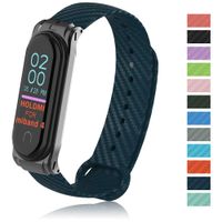 PULILANG Sports Band Replacement Bands Compatible for Xiaomi 3/4 Waterproof Smartwatch Wristband Carbon Fiber TPU Strap (Dark Blue)