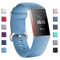 adepoy Compatible with Fitbit Charge 3 Bands for Women Men Large Small, Adjustable Replacement Wristbands for Fitbit Charge 3 and Fitbit Charge 3 SE, SkyBlue, Small