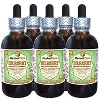 Bilberry (Vaccinium Myrtillus) Glycerite, Dried Berries Alcohol-Free Liquid Extract (Brand Name: HerbalTerra, Proudly Made in USA) 5x2 fl.oz (5x60 ml)