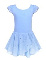 Arshiner Girls Ruffle Sleeve Ballet Dance Dress Tutu Skirted Leotard, 6-7 Years, Blue