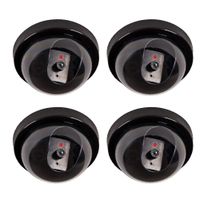 LRY Dummy Fake Security CCTV Dome Camera(YRXFC01B-4) with Flashing Red LED Light with Warning Security Alert Sticker Indoor for Home and Business, 4 Packs, Black