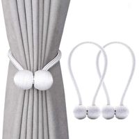 2 Pieces Magnetic Curtain Tiebacks, Home Curtain Buckle Strong Magnetic Curtain Buckle Curtain Clips Rope Straps Indoor Office Window Curtain Bracket Decoration (White)