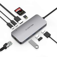 LENTION USB C Hub with 4K HDMI, Gigabit Ethernet, Dual Card Readers, USB 3.0, Type C Data and Charging Adapter Compatible New MacBook Air/Pro, Surface Book 2/Go, Chromebook, More (Space Gray)