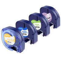 Fimax Compatible Dymo LetraTag Iron On/Plastic/Paper Refill Label Tape Replacement for Dymo LetraTag LT-100H LT-100T QX50 Plus Label Maker, 12mm x 4m