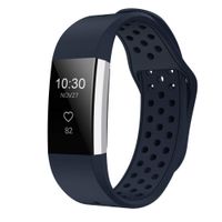 iGK Silicone Replacement Bands Compatible for Fitbit Charge 2, Adjustable Breathable Sport Strap Smartwatch Fitness Wristband with Air Holes with Clsap Navy Large