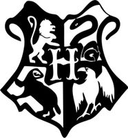 Harry Potter - Hogwarts Crest - Vinyl 6" (Color BLACK) decal laptop tablet skateboard car windows stickers