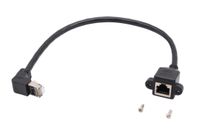 zdyCGTime CAT6 RJ45 LAN Network Extension Cable,90 Degree Angle RJ45 A Male to A Female Screw Panel Mount Extension Cable, (Upward) 1FT （Black）able,1ft (Upward)