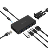 dodocool USB C Hub, 7 in 1 Type C Hub Adapter with Ethernet Port, VGA, 4K USB C to HDMI, 100W Power Delivery, 3 USB 3.0 Ports for MacBook/Air/Pro 2018, Chromebook and More (Black)