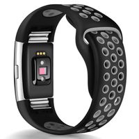 GeekSpark Bands Compatible for Fitbit Charge 2, Replacement Accessory Breathable Wristbands with Air Holes Compatible for Fitbit Charge 2 HR Black/Gray Small