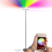 Brightech Kuler Sky - Color Changing Torchiere LED Floor Lamp - Smart Floor Lamp: Remote Control via iOs & Android App - Alternative to Hue Bulbs & Halogen Lamps - Adjustable Head - Black