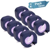8-Roll Replace DYMO LetraTag Clear Transparent Refills Plastic Tape Compatible with DYMO Label Maker, 12mm x 4m 1/2 Inch x 13 Feet (16952)