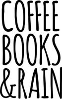 Coffee Books and Rain Vinyl Sticker Decal 3.75"x6" (Black)