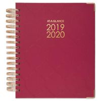 AT-A-GLANCE 2019-2020 Academic Year Daily & Monthly Planner, Medium, 7" x 8-3/4", Hardcover, Harmony, Raspberry Geo (6099-806A-56)