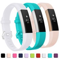 GEAK Compatible with Fitbit Alta and Fitbit Alta HR Band, Soft Classic Accessories Sport Bands Compatible for Fitbit Alta HR/Fitbit Ace,White Teal Pink,Small