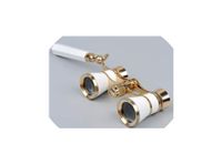 3x25 Brass Coated Lens Binocular Telescope Opera Theater Glasses with Retractable Handle for Watching Women Girls Gifts,White