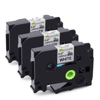 Replacement for Ptouch Tape 12mm 0.47 White TZe231 TZ-231 Black on White 1/2 Inch Standard Laminated Label Tape, 26.2 Feet, for Brother P-Touch PT-1880 PTD200 PT1750 PTD600 PTD210, 3-Pack Label Tape