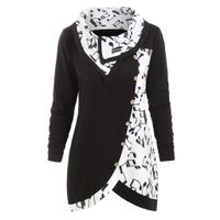 RUIVE Women's Plaid Print Blouse Turtleneck/Hooded Button Asymmetric Tops Casual Long Tartan Tunic Sweatshirt