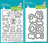 Lawn Fawn Hay There Clear Stamp and Coordinating Die Set - 2 Piece Bundle (LF1595 and LF1596)
