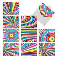 10 Colorful 'Acid Rainbow' Thank You Cards with Envelopes 4 x 5.12 inch, Mesmerizing Patterns of Bright Colors, Boxed Thank You Note Cards, Bulk Stationery Greeting Cards M2110