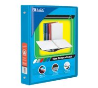 BAZIC 1" Cyan 3-Ring View Binder w/ 2-Pockets, Case of 12 (4125-12)