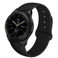 NAHAI Band Compatible with Samsung Galaxy Watch 42mm, Galaxy Watch Active, Gear Sport, 20mm Soft Silicone Replacement Strap Resistant Sport Wristbands for Women Men, Small, Black with Black Button