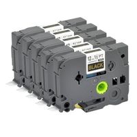 Label Orison 5PK Compatible with Brother P-Touch Label Tape TZe-334 TZ334 TZe334 1/2"(0.47") Gold on Black Tze Standard Laminated Tapes Cassette Refills,0.47 inch x 26.2Feet(12mm x8m)