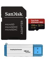 SanDisk 256GB Micro SDXC Extreme Pro Memory Card Bundle Works with Samsung Galaxy S9, S9+, S8, S8 Plus, S7, S7 Edge UHS-1 U3 A2 Plus (1) Everything But Stromboli (TM) 3.0 Micro/SD Card Reader