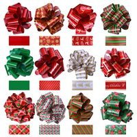 KOMIWOO Fake Seller!!! Pack of 24 Ribbon Pull Bows 5-inch Wide, Assorted Xmas Gift Wrapping Ribbon Accessories, Bows, Wine Bottles, Baskets, Great Present Decorations