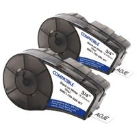 2 Pack Compatible Brady Vinyl Label Tape M21-750-595-WT, Black on White Compatible with BMP21-PLUS, Brady BMP21-LAB Label Printers, 0.75" Width, 21' Length