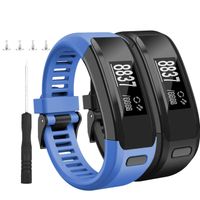 HSWAI Compatible Bands Replacement for Garmin Vivosmart HR,Soft Silicone with Metal Buckle Wristband for Garmin Vivosmart HR(Black&Blue)