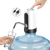 Water Bottle Pump, Puhibuox USB Charging Universal Electric 5 Gallon Water Dispenser, Waterproof LED Button Automatic Drinking Water Jug Pump for 2-5 Gallon Water Jug, Plus 3 Silicone Hoses (White)