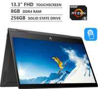 HP ENVY 13.3" Full HD IPS Touchscreen 2-in-1 Laptop, AMD Ryzen5 2500U Quad-Core Processor up to 3.60 GHz, 8GB RAM, 256GB SSD, Backlit Keyboard, Wireless-AC, Bluetooth, Windows 10 Home, Dark Ash Silver